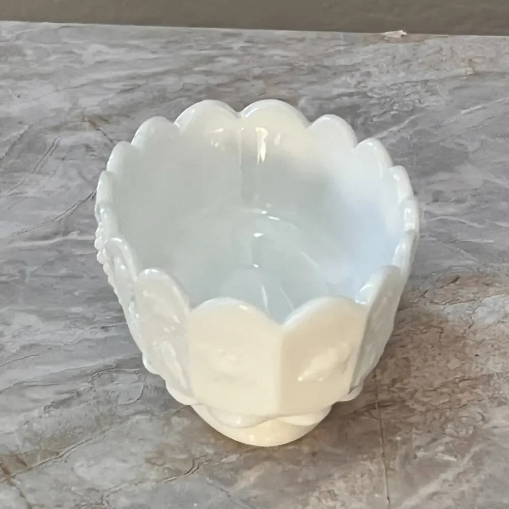 Westmoreland Milk Glass White Paneled Grape Candy Nut Dish 6.5 in